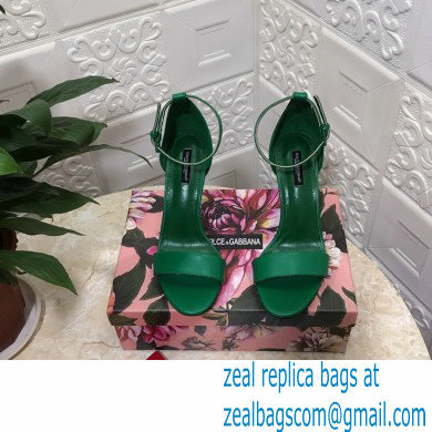 Dolce  &  Gabbana Heel 10.5cm Leather Sandals Green with D & G Heel 2021